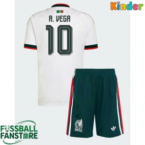 Mexiko Alexis Vega #10 Replik Auswärtstrikot Kinder WM 2026 Kurzarm (+ Kurze Hosen)